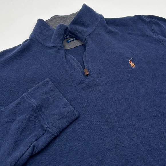 Polo Ralph Lauren Other - Polo Ralph‎ Lauren Men's XL Blue Cotton Estate Rib Quarter Zip Pullover Sweater